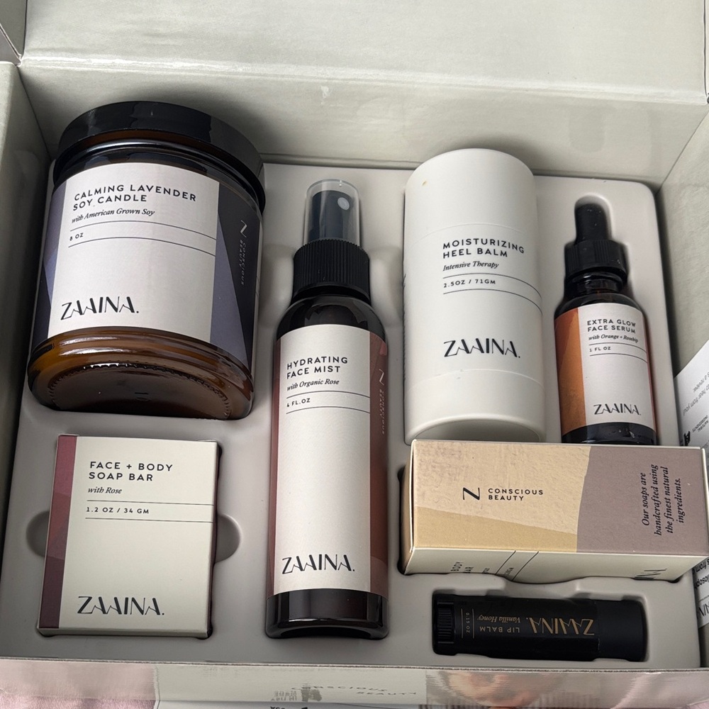 ZAWNA Skincare & Candle Gift Set - Neutral Blush Packaging